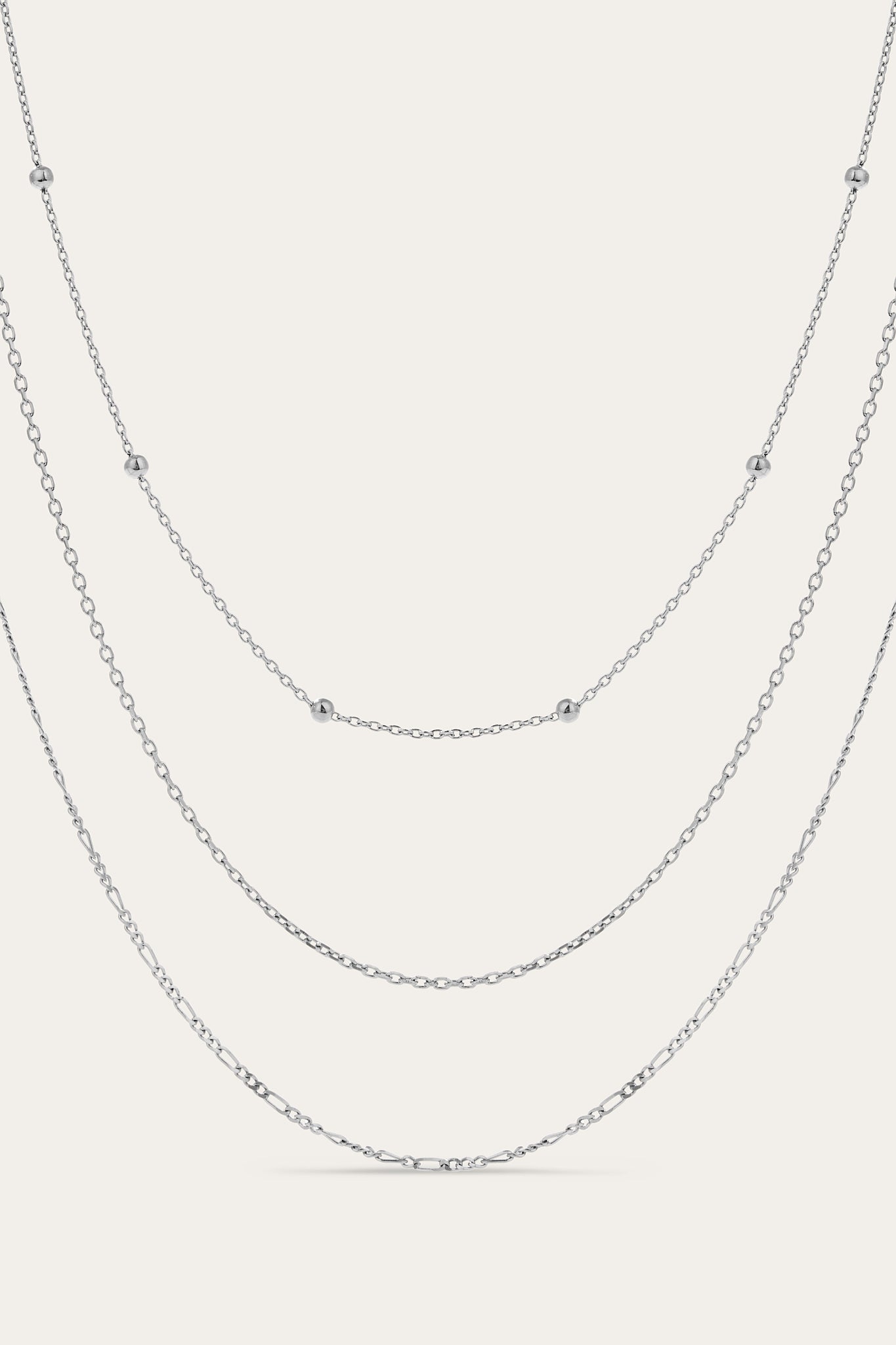 silver layered necklace set