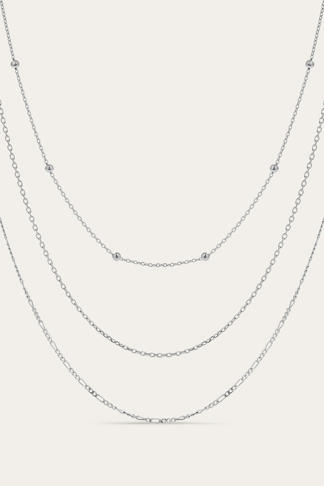silver layered necklace set