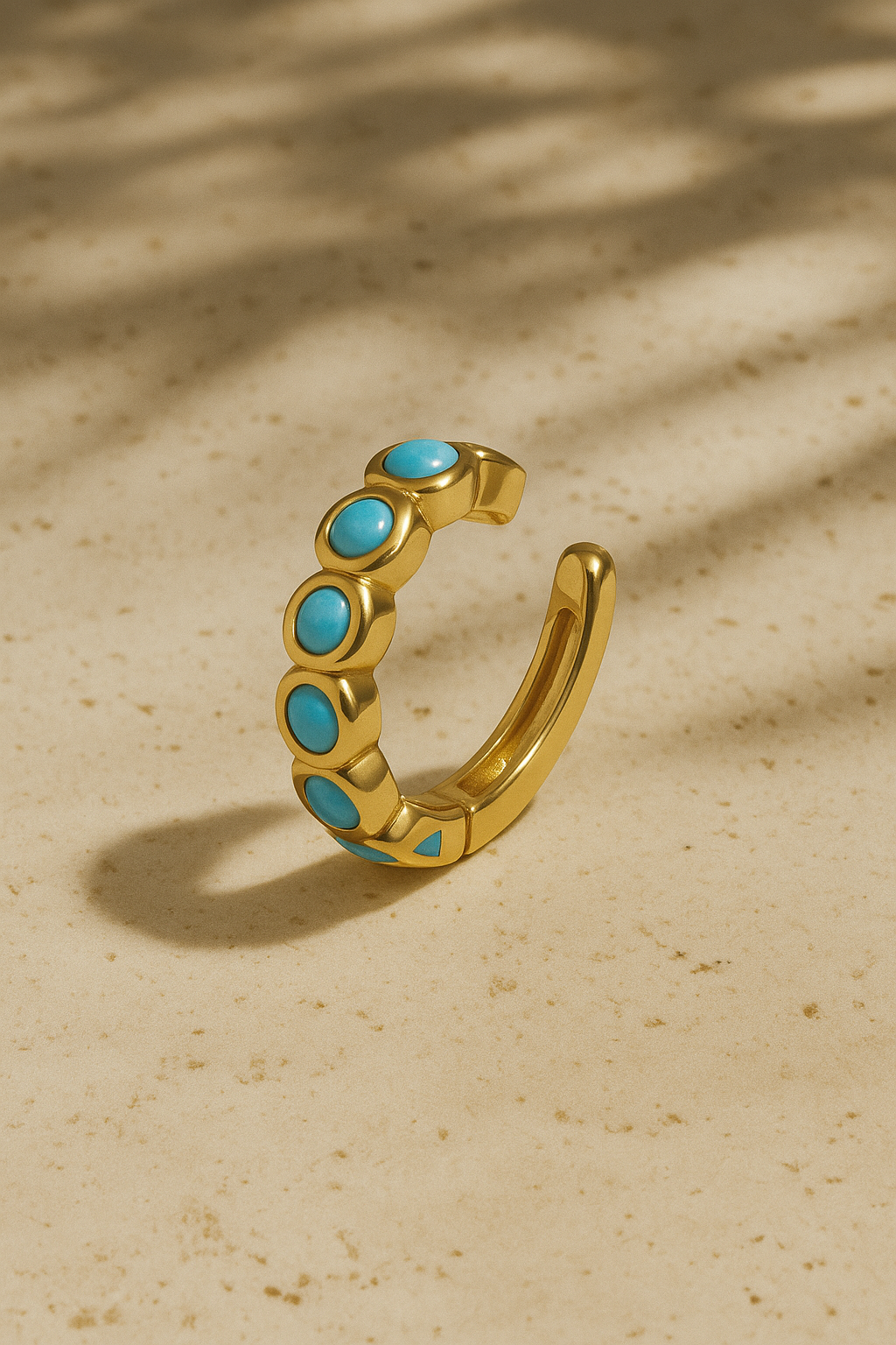Large Turquoise Gold Ear Cuff Galleria Armadoro