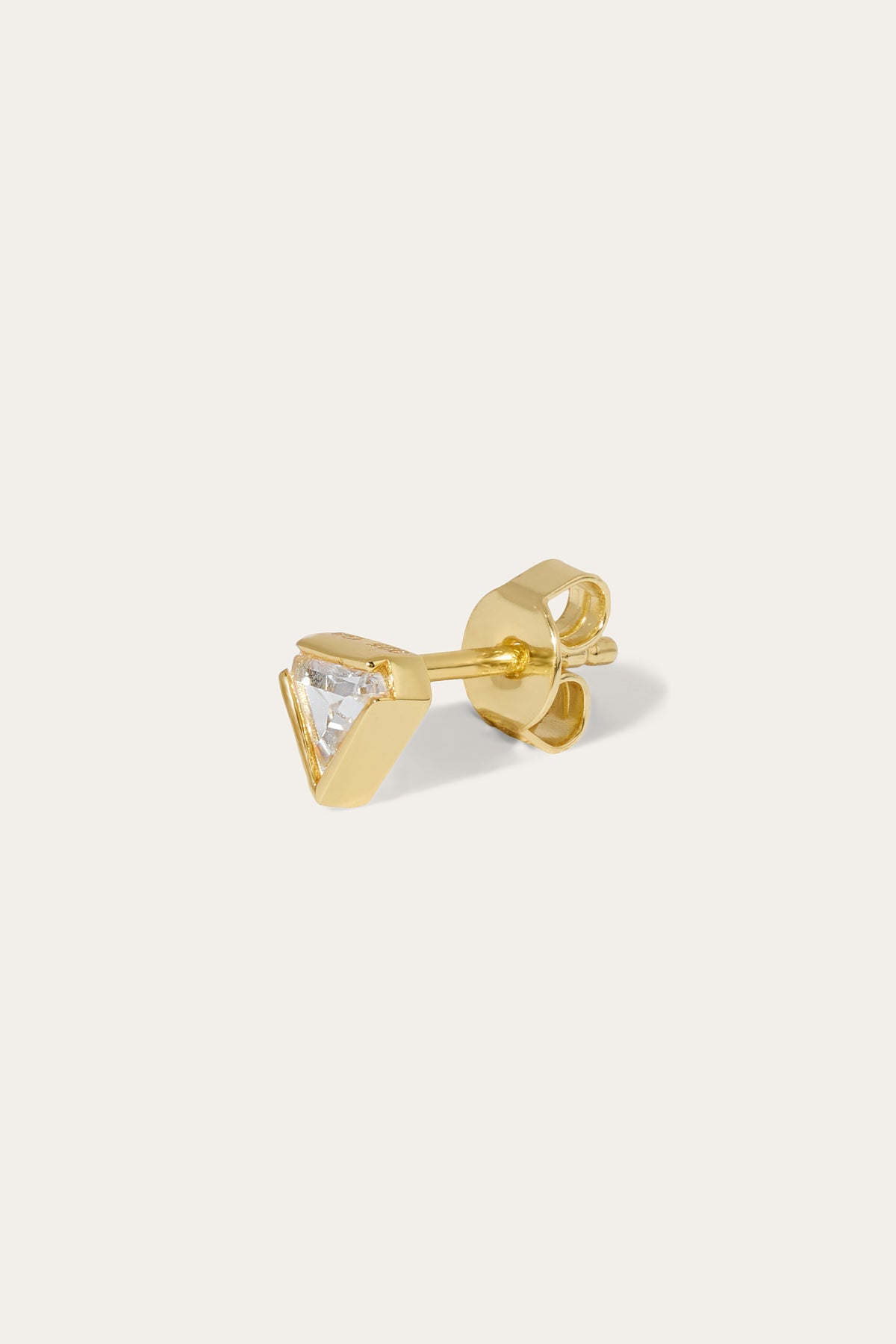 Small pyramid gold vermeil stud earring