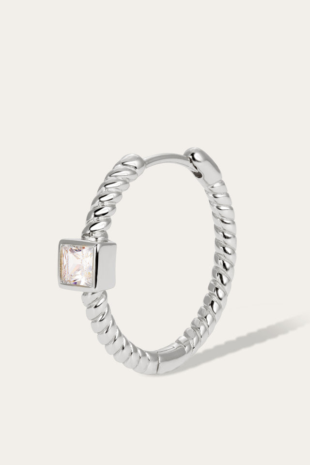 Speira 18mm square cz sterling silver mini hoop