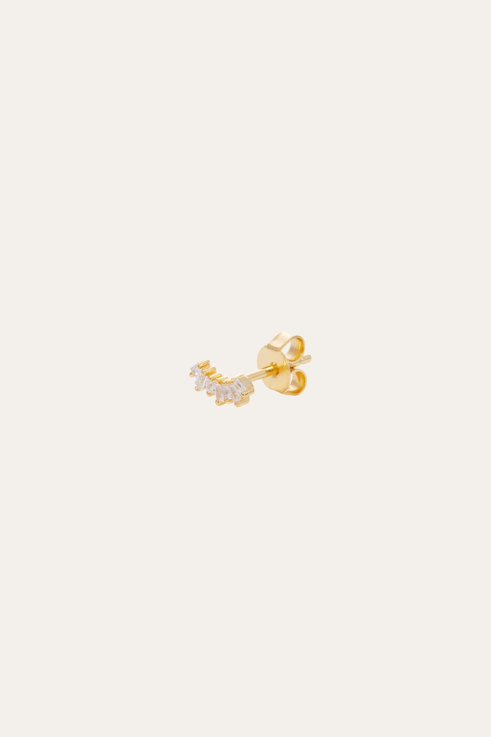 Baguette gold vermeil stud earring
