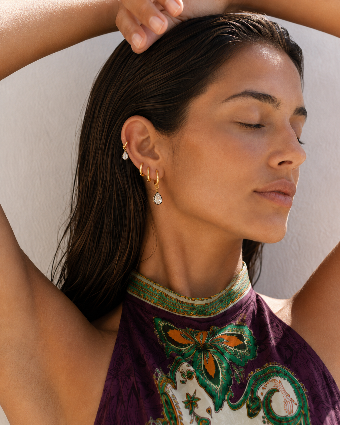 Gold Vittoria charm drop earrings by Galleria Armadoro.