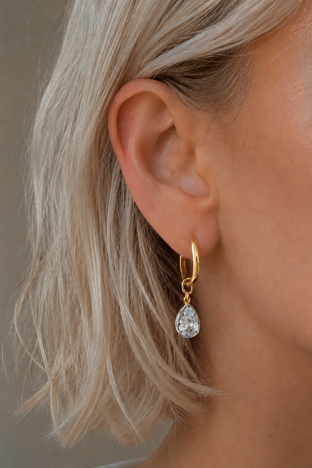 12.5mm Gold Huggie Earring Set With Vittoria Silver & Gold Charm