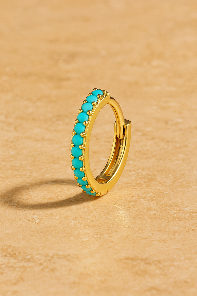 12,5 mm gold vermeil turquoise huggie