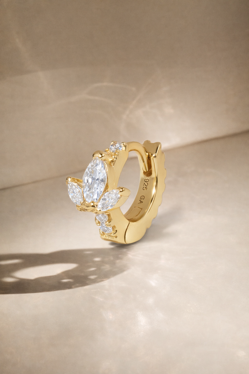 6.5mm lotus gold vermeil huggie