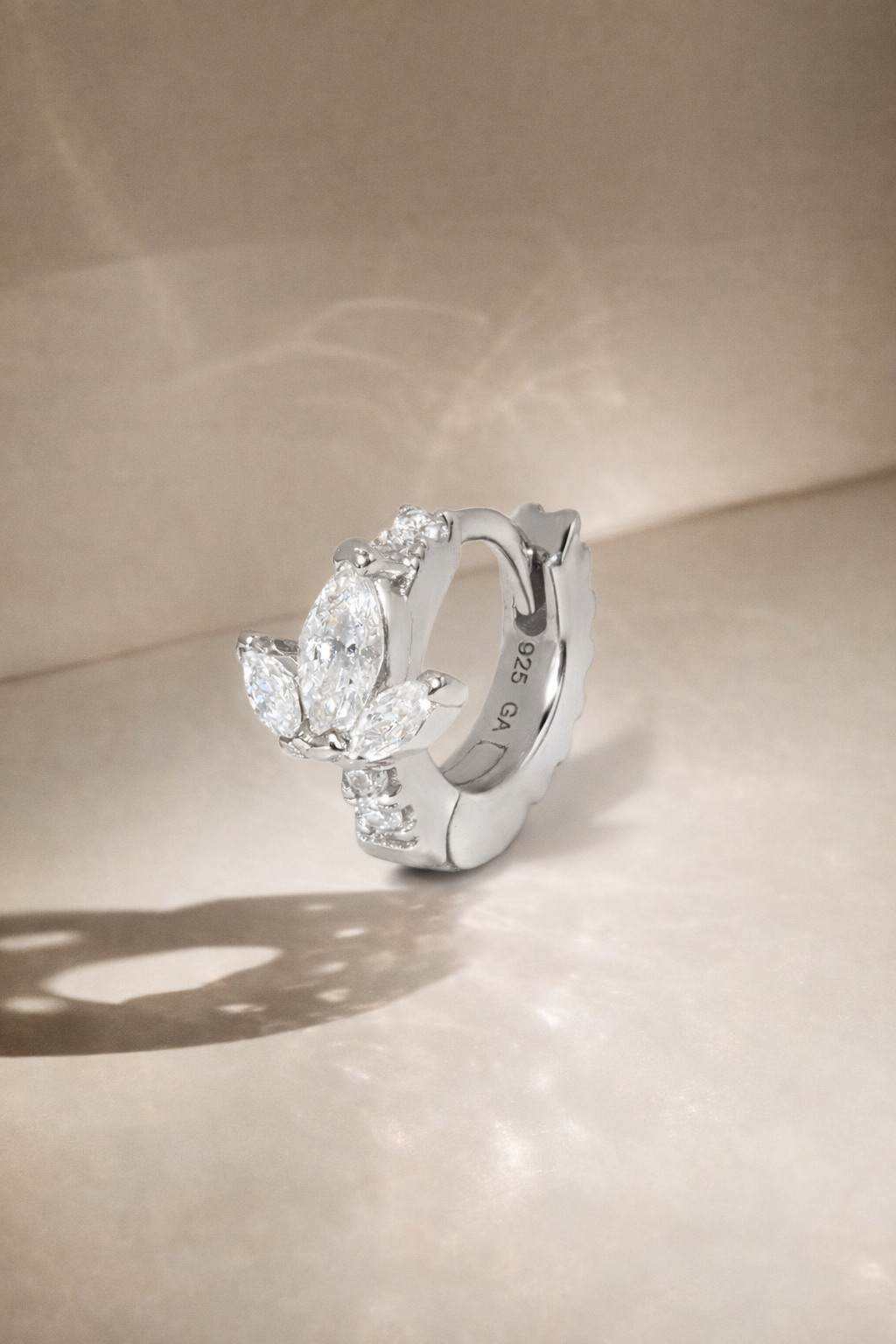 6.5mm lotus sterling silver huggie