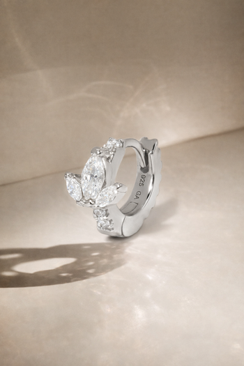 6.5mm lotus sterling silver huggie