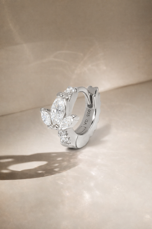 6.5mm lotus sterling silver huggie