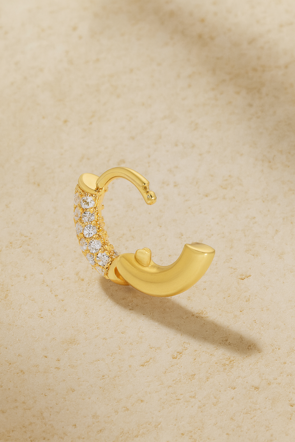 6,5 mm three rows pave gold vermeil huggie