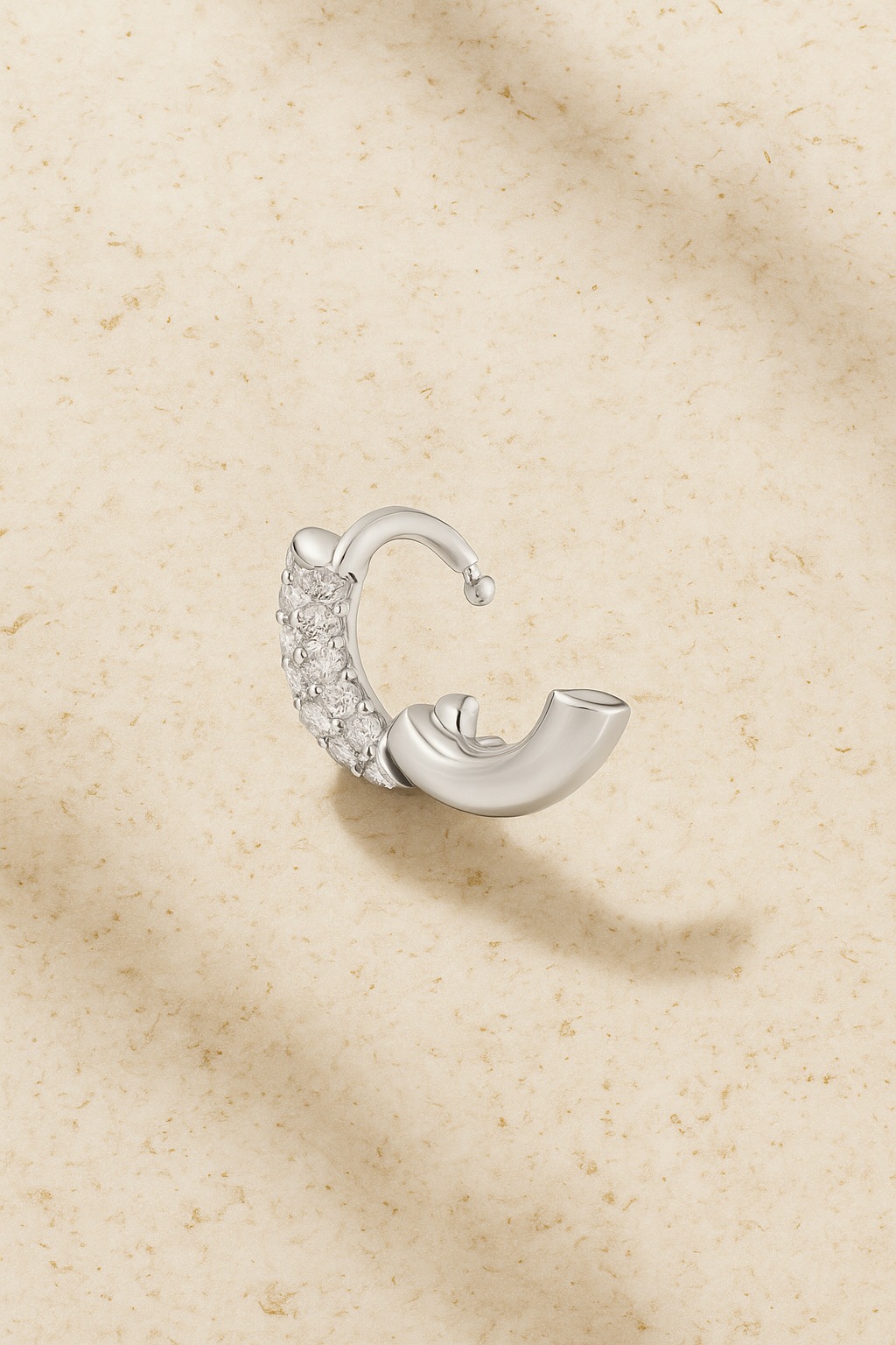 6,5 mm three rows pave sterling silver huggie