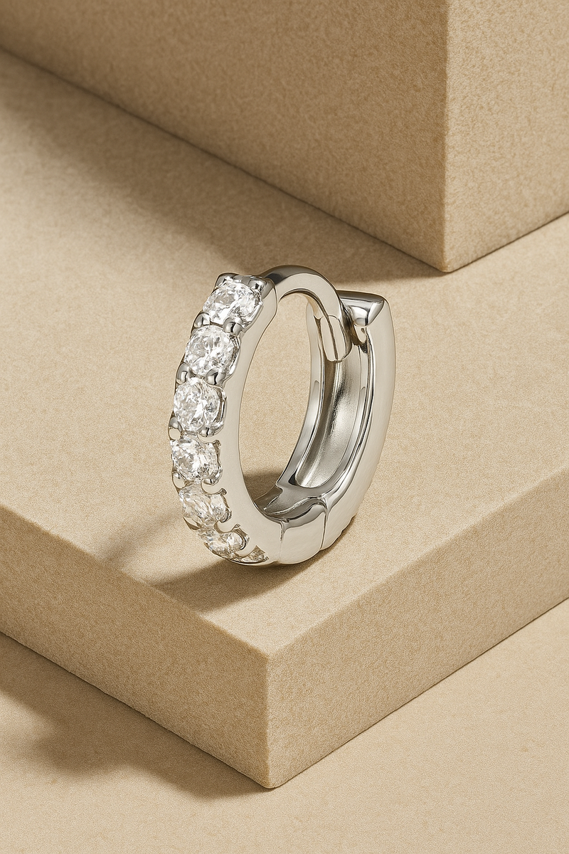 6,5mm sterling silver huggie