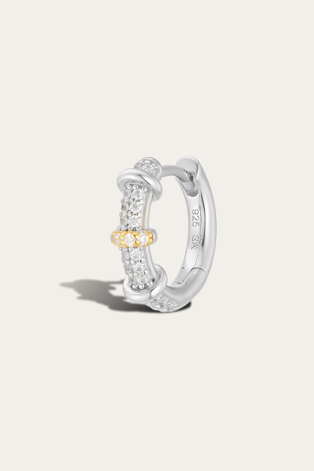 Huda Two-Tone Pavé Cross-Bar Huggie