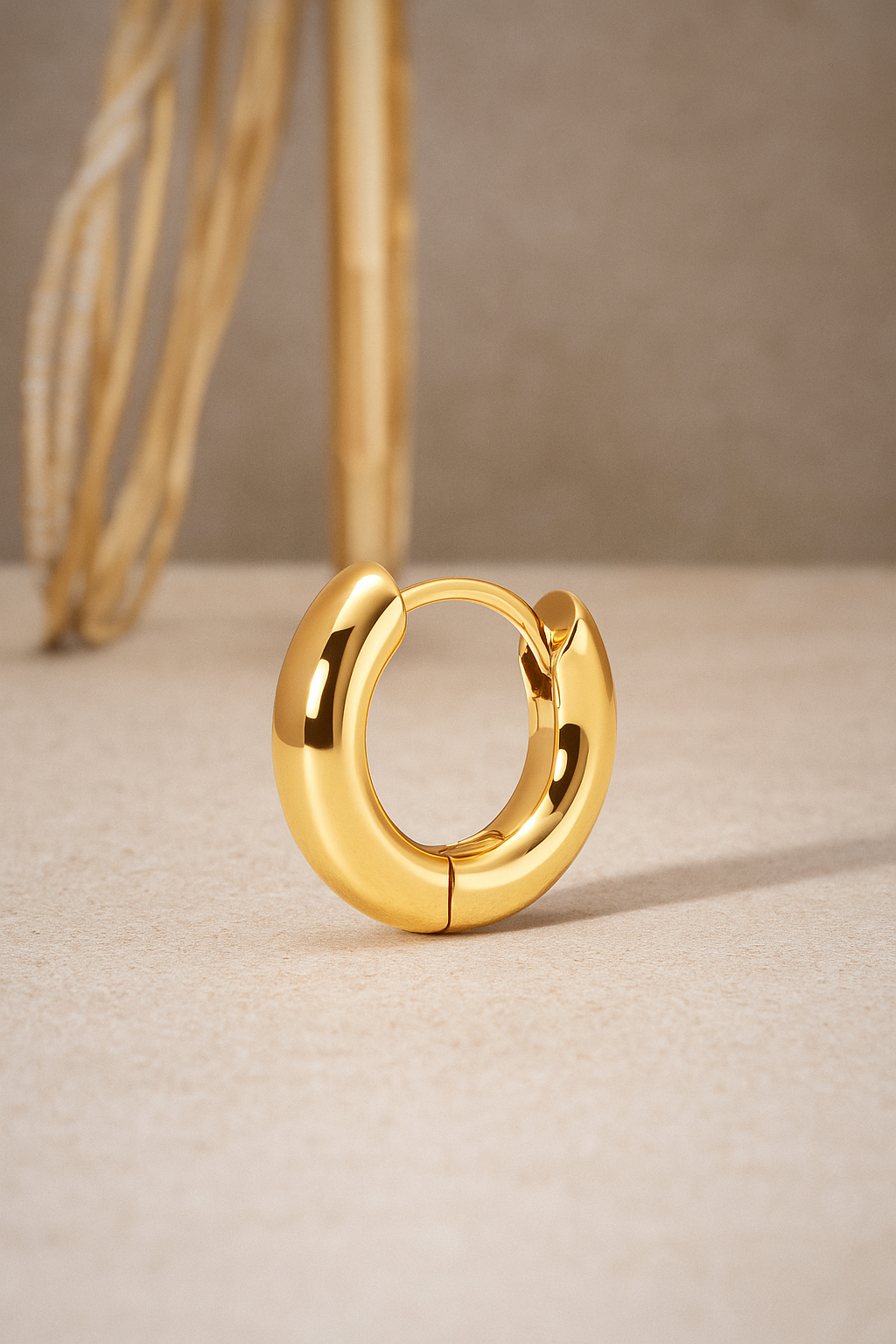 8.5 mm Gold Vermeil Huggie – Hypoallergenic Piercing Hoop
