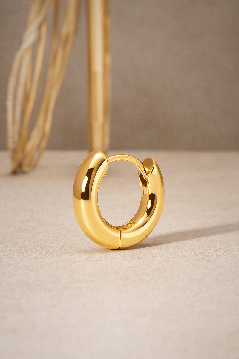 8.5 mm Gold Vermeil Huggie – Hypoallergenic Piercing Hoop