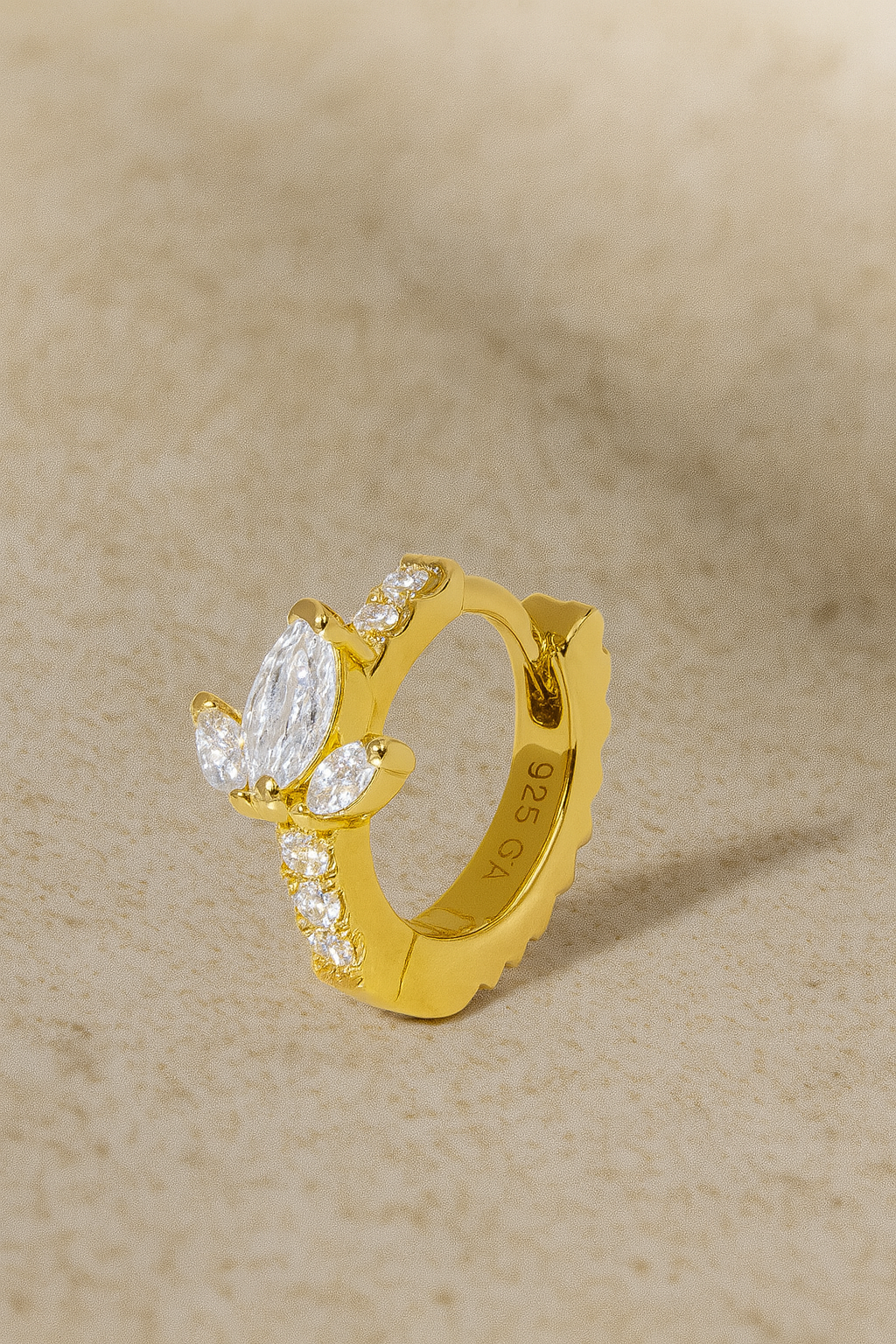 8.5mm lotus gold vermeil huggie