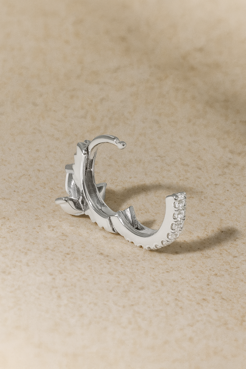 8.5mm lotus sterling silver huggie