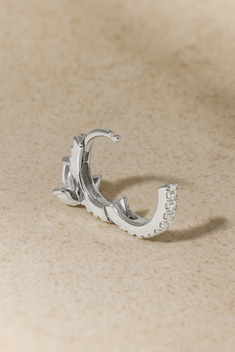 8.5mm lotus sterling silver huggie