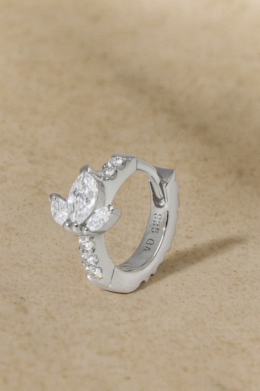 8.5mm lotus sterling silver huggie