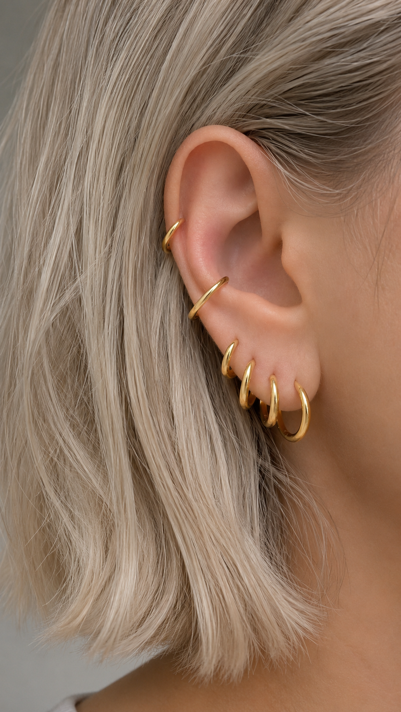 8.5mm Gold Huggie Earring