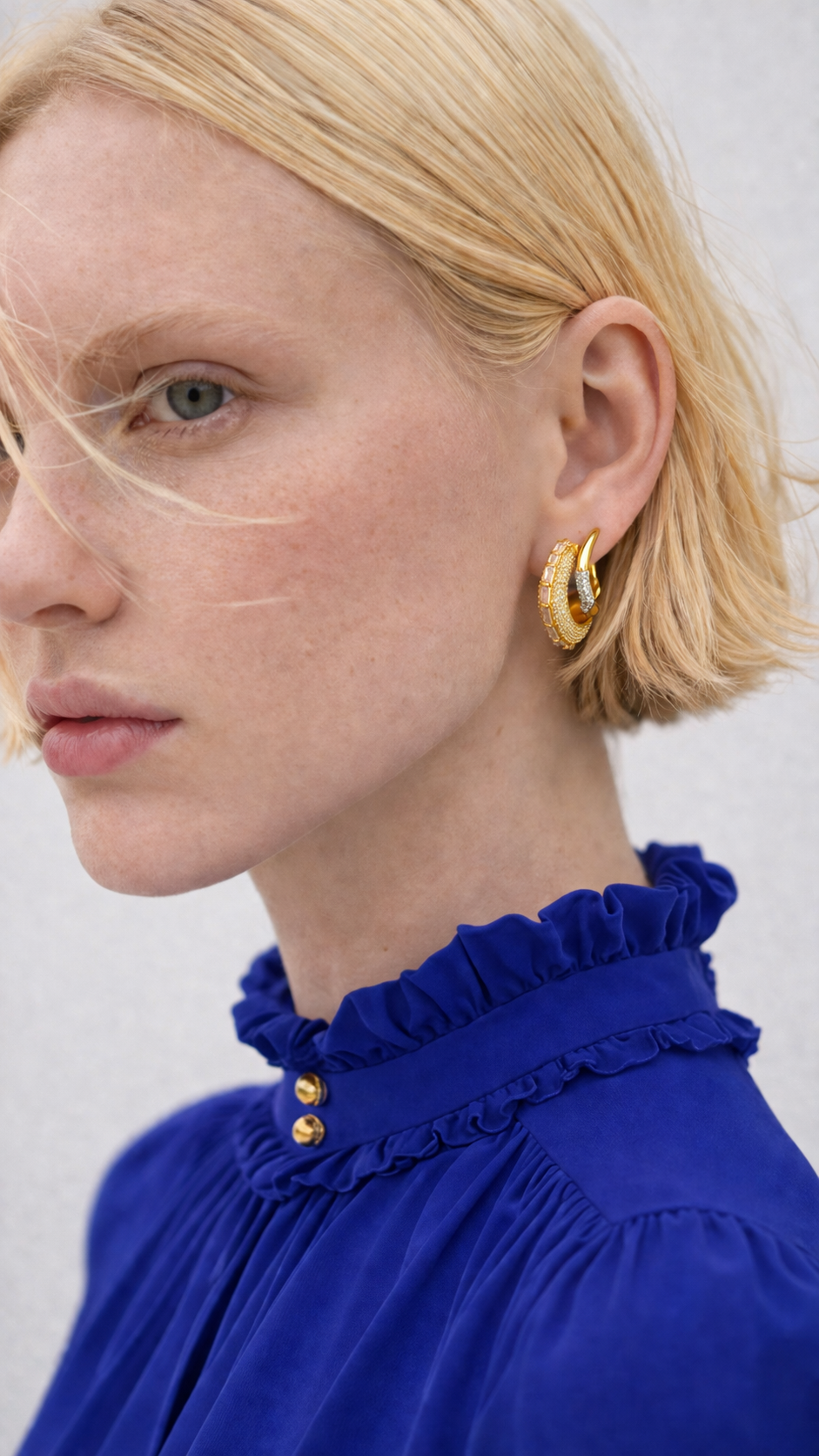 Arabella Gold Pavé & Baguette Hoop