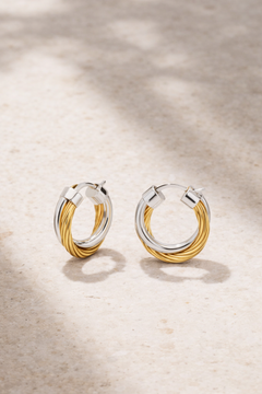 Allegra 2cm two-tone twisted hoop earrings lightweight everyday hoops