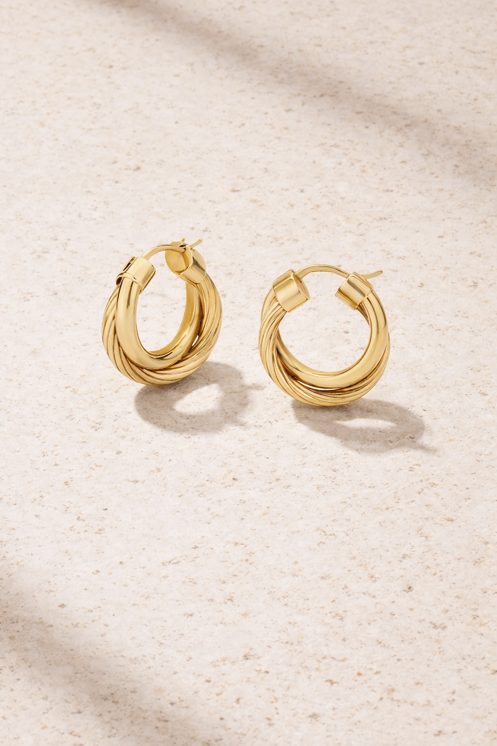 Allegra 2cm gold twisted hoop earrings lightweight everyday hoops