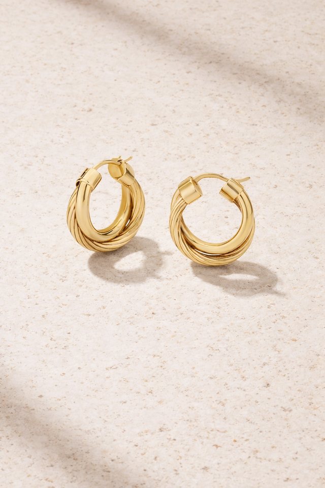 Allegra 2cm gold twisted hoop earrings lightweight everyday hoops