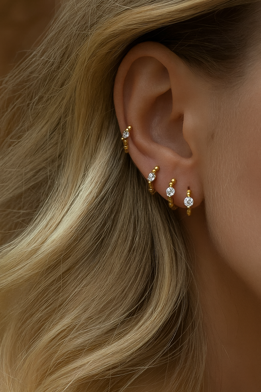 Bubbles 6.5mm Gold Vermeil Huggie