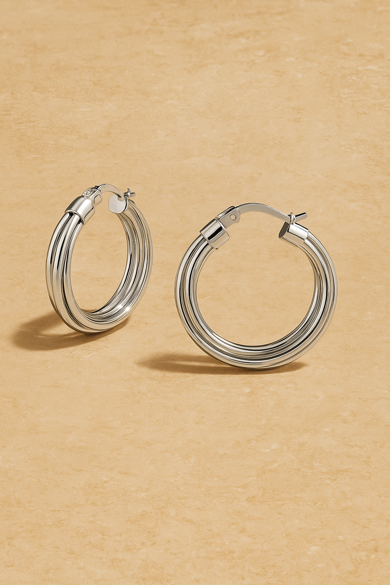 Baby Corda Silver Hoops