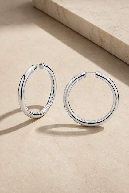 Bella 5 cm sterling silver hoops