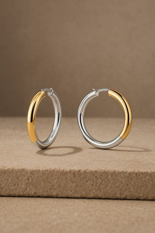 Bella 4cm Mixed Metal Hoop Earrings