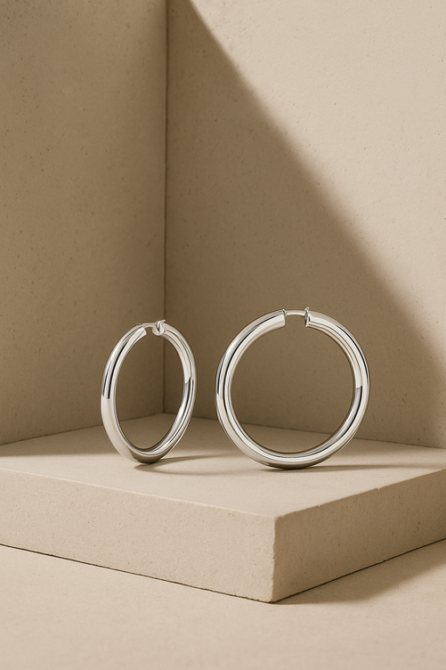 Bella 5 cm sterling silver hoops
