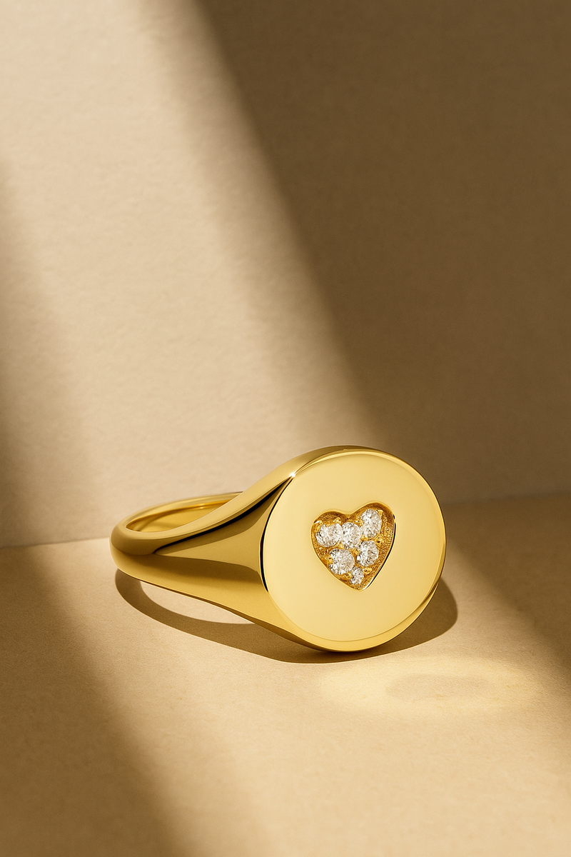 Boheme Heart gold vermeil signet ring