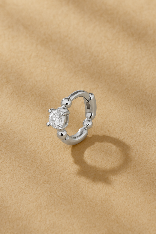 Bubbles 6.5mm  Sterling Silver Huggie