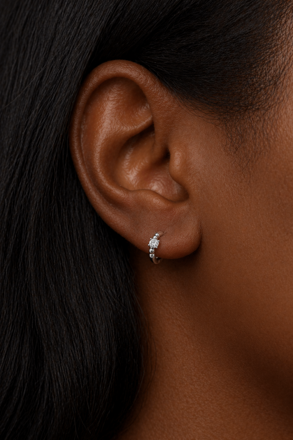 Bubbles 6.5mm  Sterling Silver Huggie