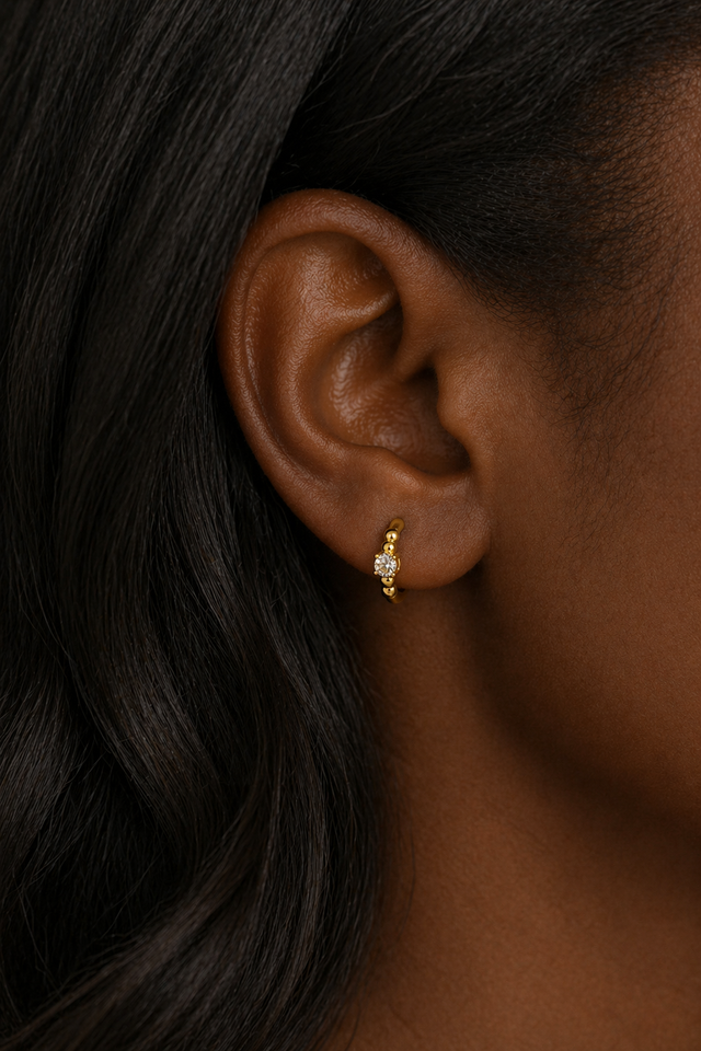 Bubbles 8.5mm Gold Vermeil Huggie