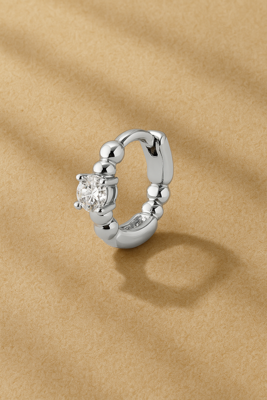 Bubbles 8.5mm Sterling Silver Huggie