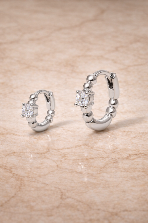 Bubbles Double Huggie Set | 6.5mm + 8.5mm Silver