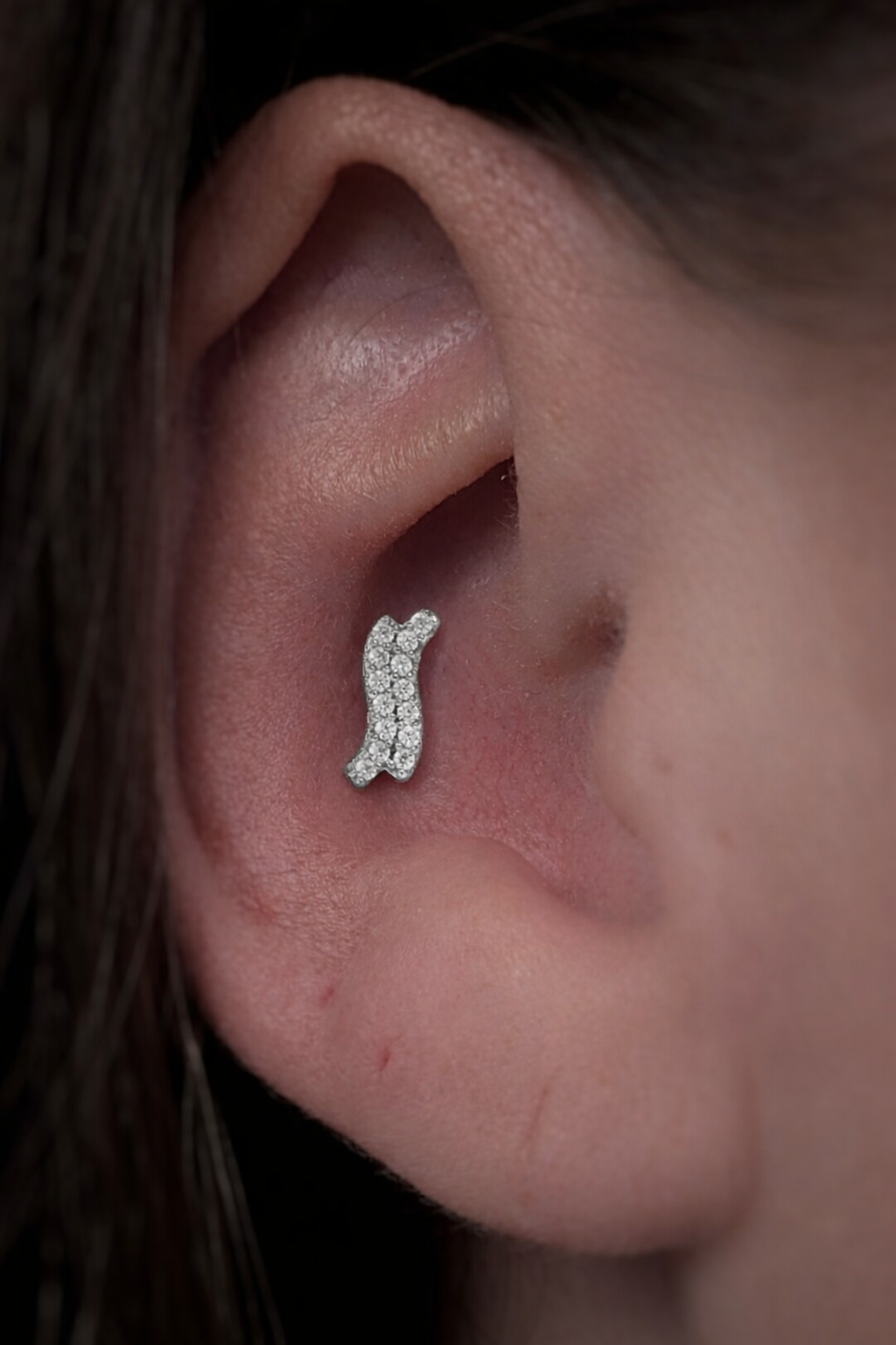 Double Kyma Silver Stud Earring (ball screw)