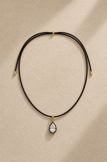 Adjustable Gold Cord Necklace & Vittoria Charm Set
