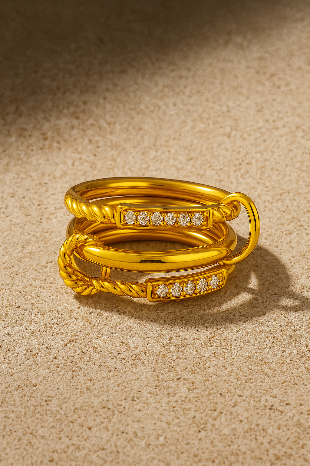 Carmella Speira Triple Band Pavé Ring – Gold