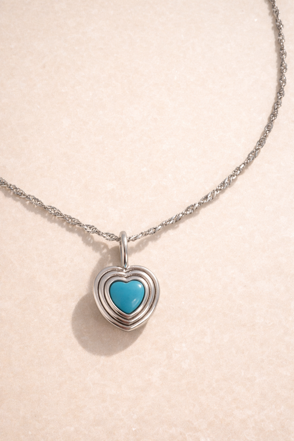 Turquoise Twisted Chain Heart Necklace — Vault Exclusive