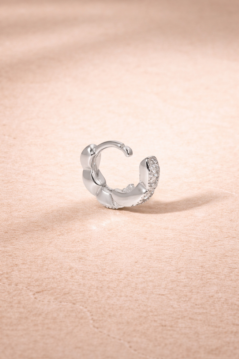 Tasha 6.5 mm sterling silver huggie