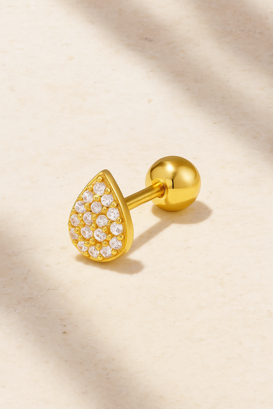 Lacrima Pave Gold Vermeil Stud Earring (ball screw)