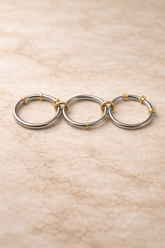 Clara mixed-metal multi-band ring with silver-tone bands and gold accents