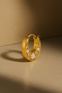 Crescent opal gold vermeil huggie
