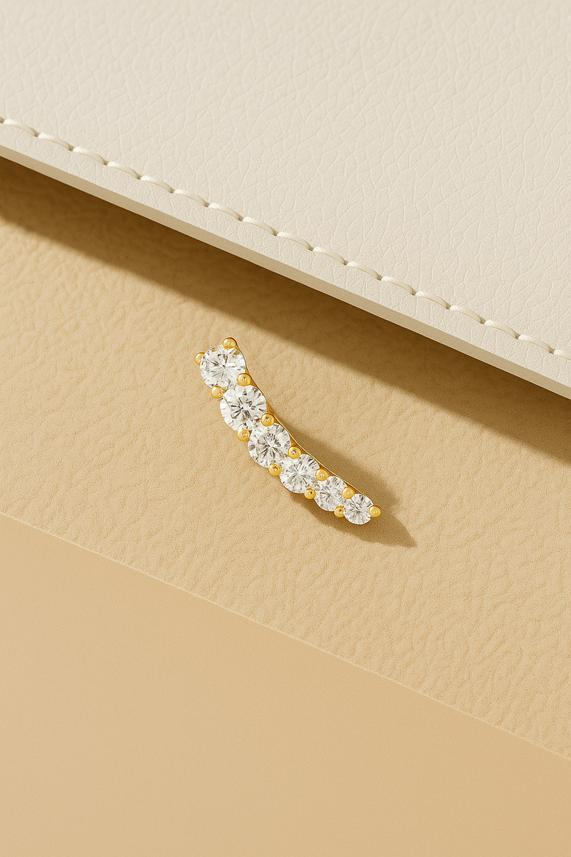 Croissant gold vermeil stud earring