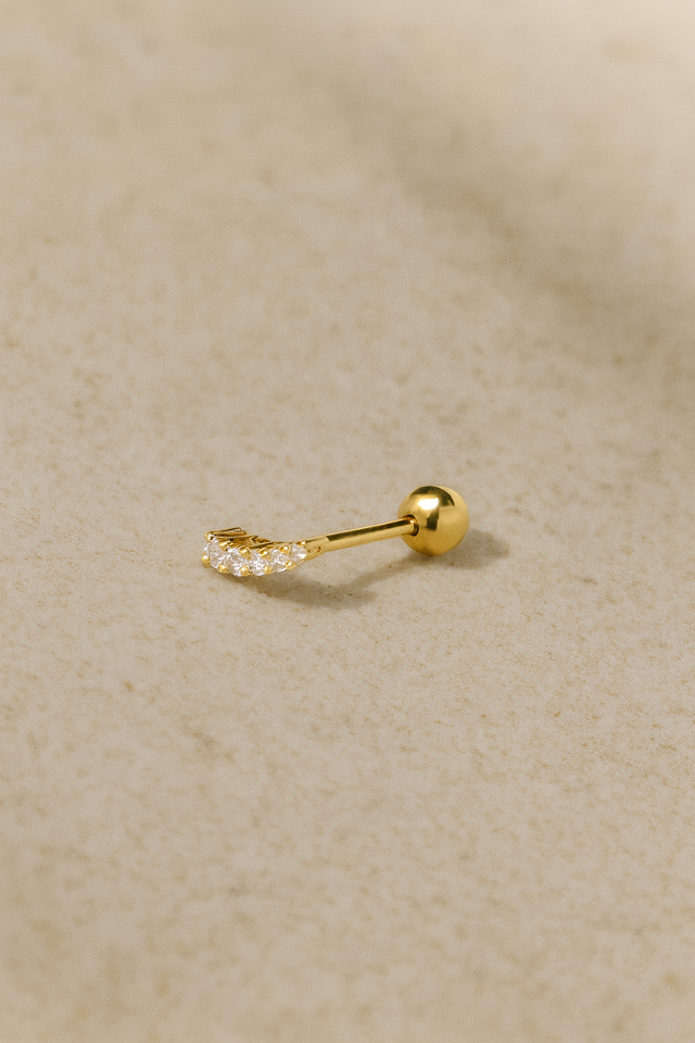 Croissant gold vermeil stud earring (ball screw)
