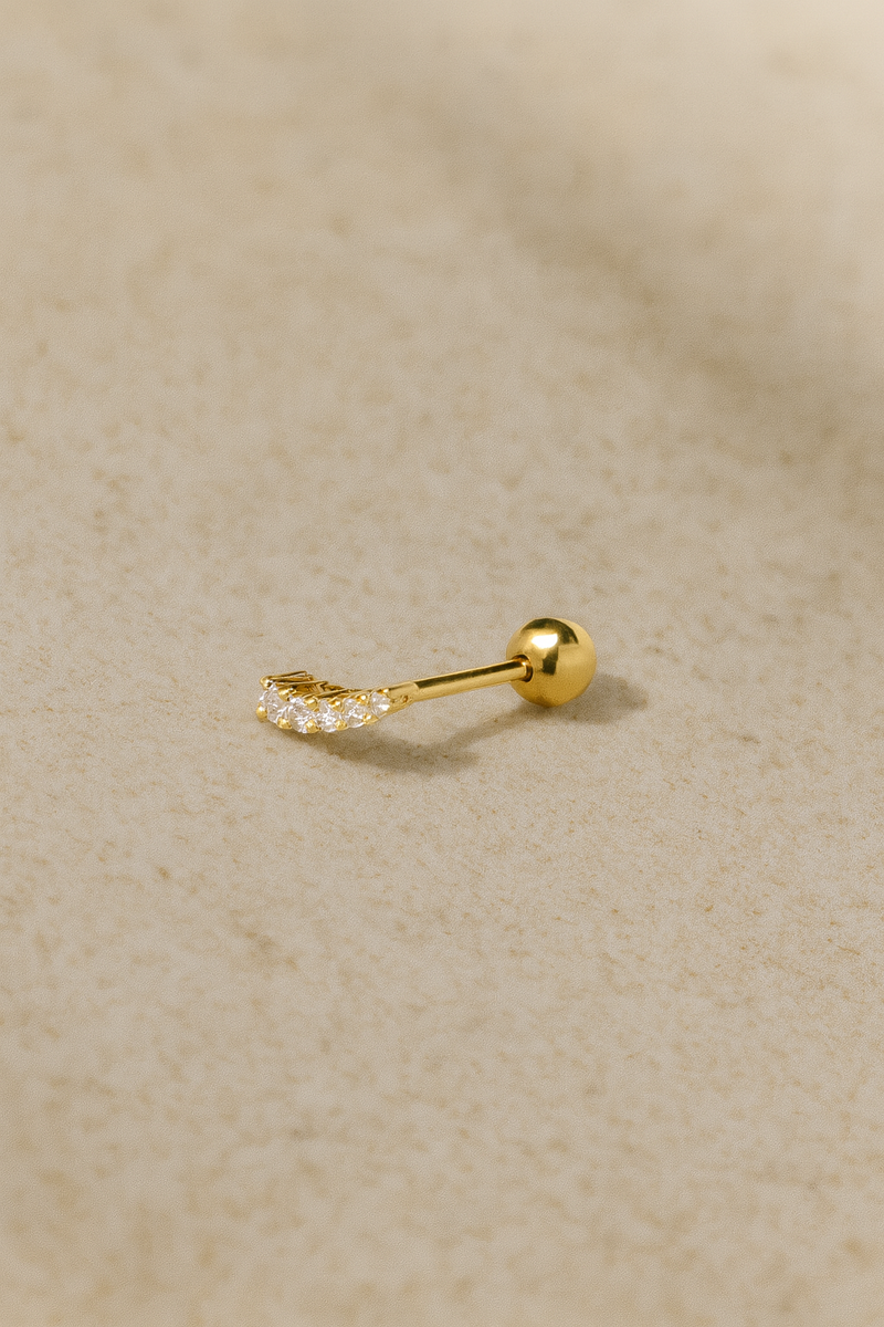 Croissant gold vermeil stud earring (ball screw)